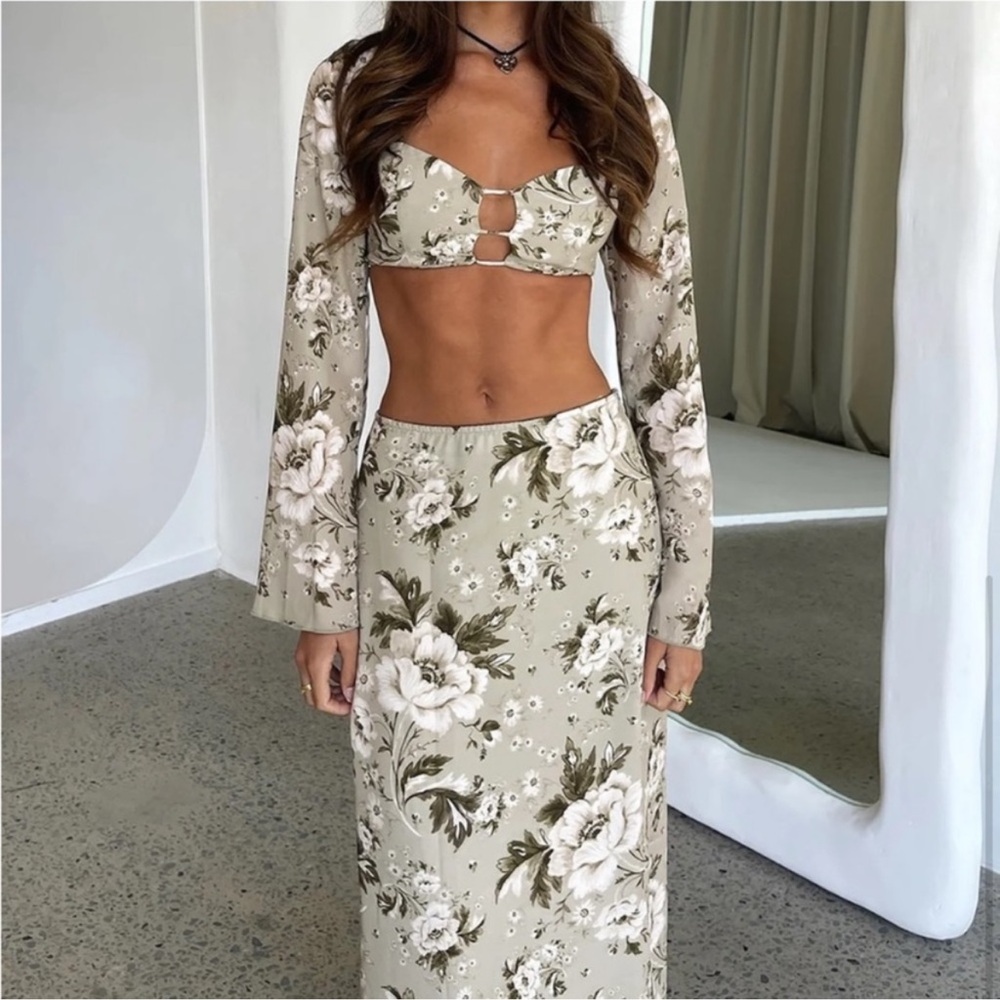 Floral Maxi Skirt Set with top